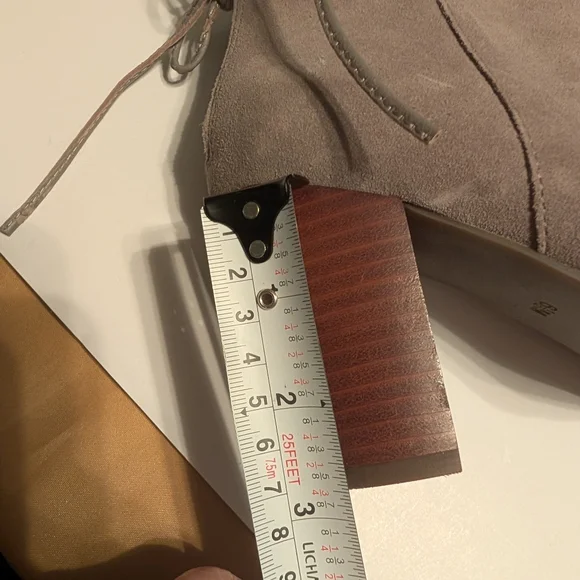 Crown & Ivy Morcella Ruffle Ankle Boots - Light Gray Suede - Picture 9 of 12